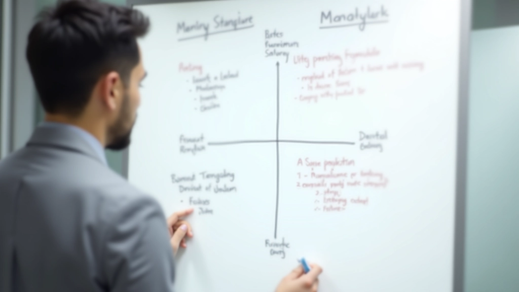 Whiteboard showing four-quadrant priority matrix with labeled sections and examples